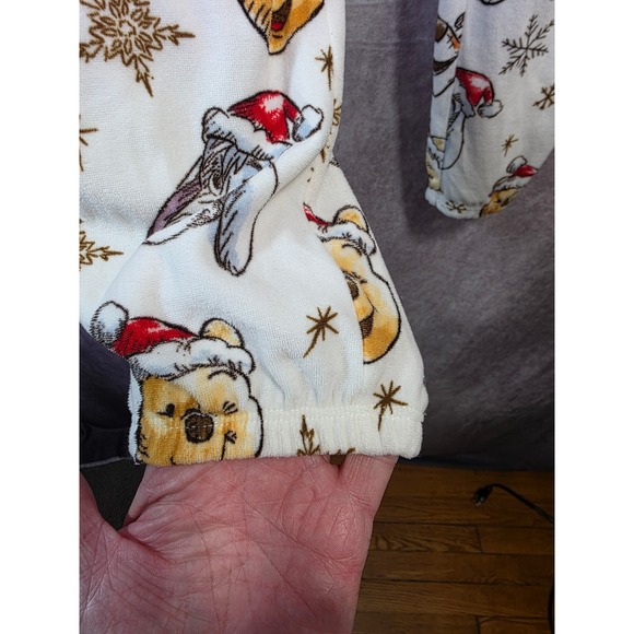 Disney Winnie the Pooh Christmas Fleece Pajama Pants Small Eeyore Tigger White - Picture 4 of 7
